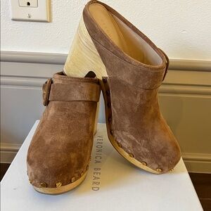 Veronica Beard Tan Suede Mules